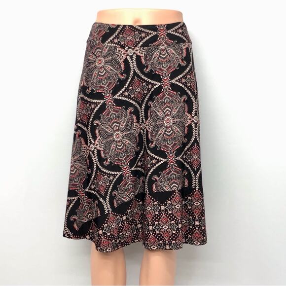 Reneec Flare A LIne Brown Orange Cream Paisley Skirt Fully Lined Banded Waist - Picture 15 of 16
